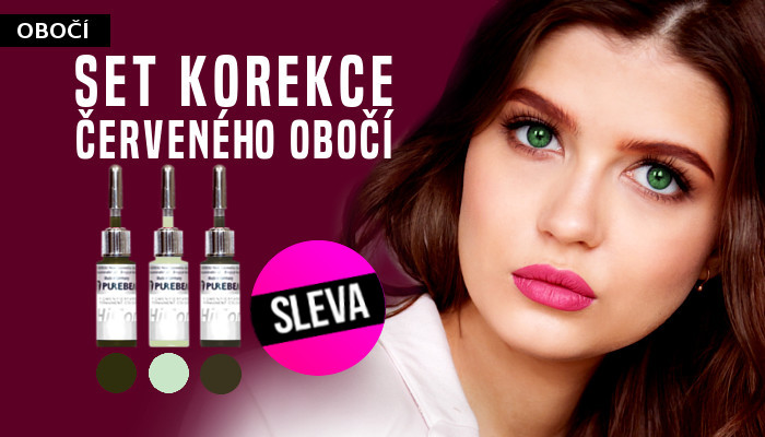 set barev Purebeau na korekce cerveneho oboci permanentni makeup